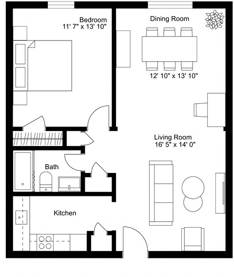 One Bedroom Large Floor Plan